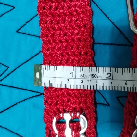 Handmade Upcycled Pull-Tab Soda Belt Red measures approx 40" single layer tabs - Picture 13 of 13